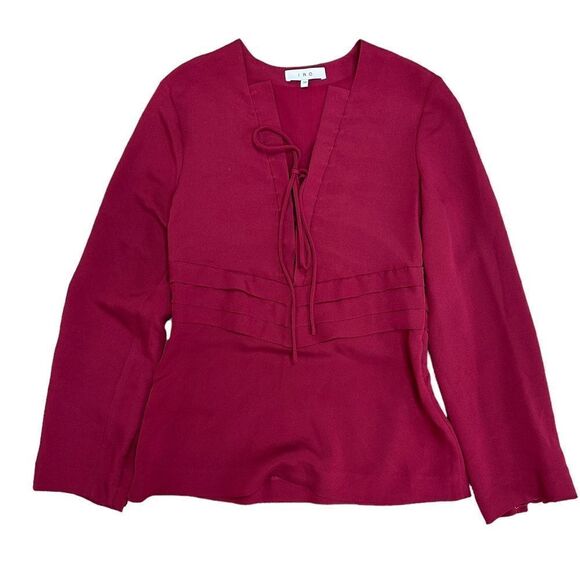 IRO Luana Lace-Up Crepe Top in Wine Size 38 - Picture 5 of 10